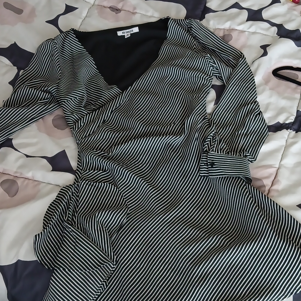 Bb Dakota striped mini dress with side ruffle details